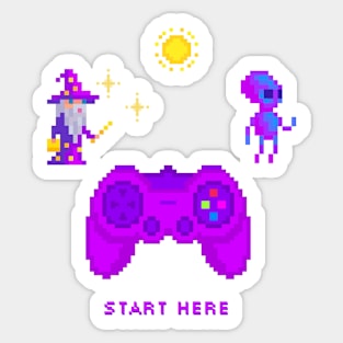 Start Here - Gamer -Pixel Sticker